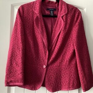 Jones Wear Women's Pink Lace Blazer